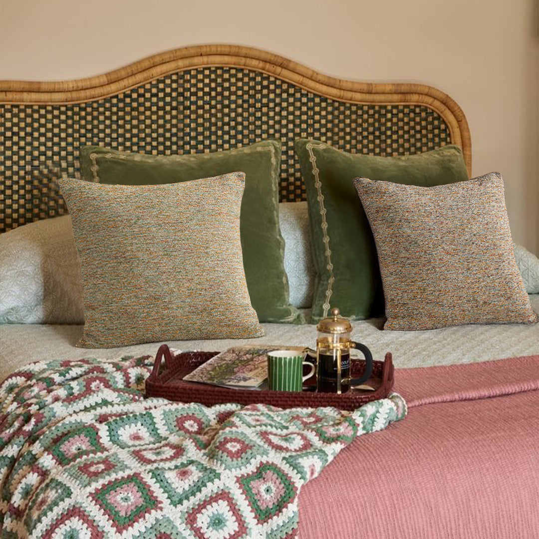 Handcrafted Boho decorative pillow with marled textured fabric