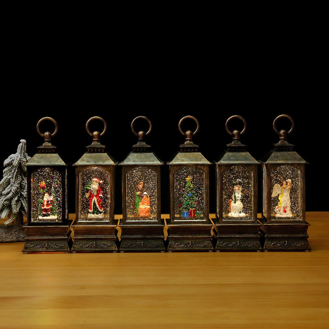 Nostalgic Christmas lantern with moving scene