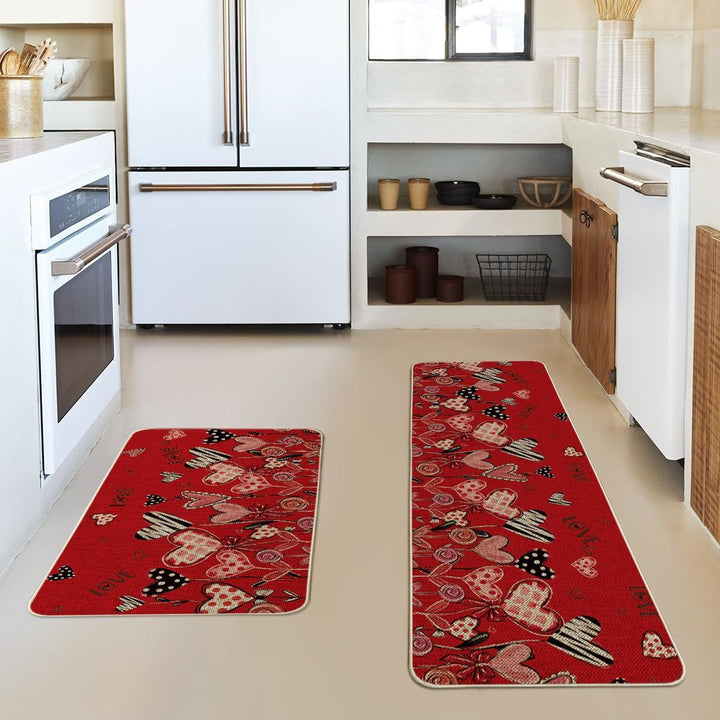 Heart-Themed Kitchen Runner Mat
