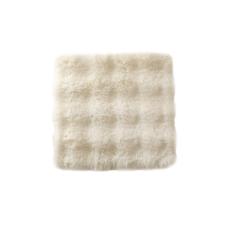 Square luxurious faux fur floor seat cover with dense long pile