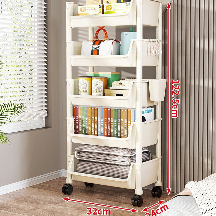 Compact Two-Tier Rolling Storage Cart with Removable Bins and Swivel Casters