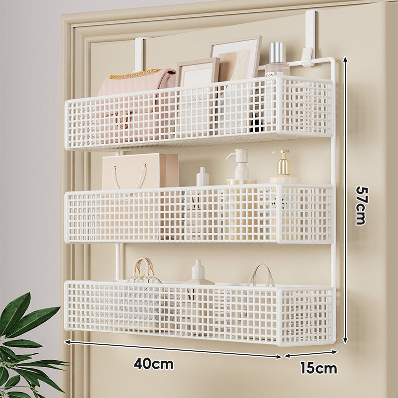 Over-Door Double-Tier Grid Hanging Storage Basket