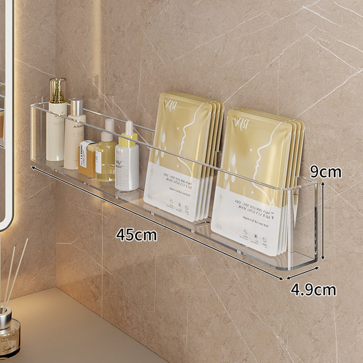 Wall-Mounted Clear Acrylic Two-Tier Bathroom Shelf Organizer with Raised Front