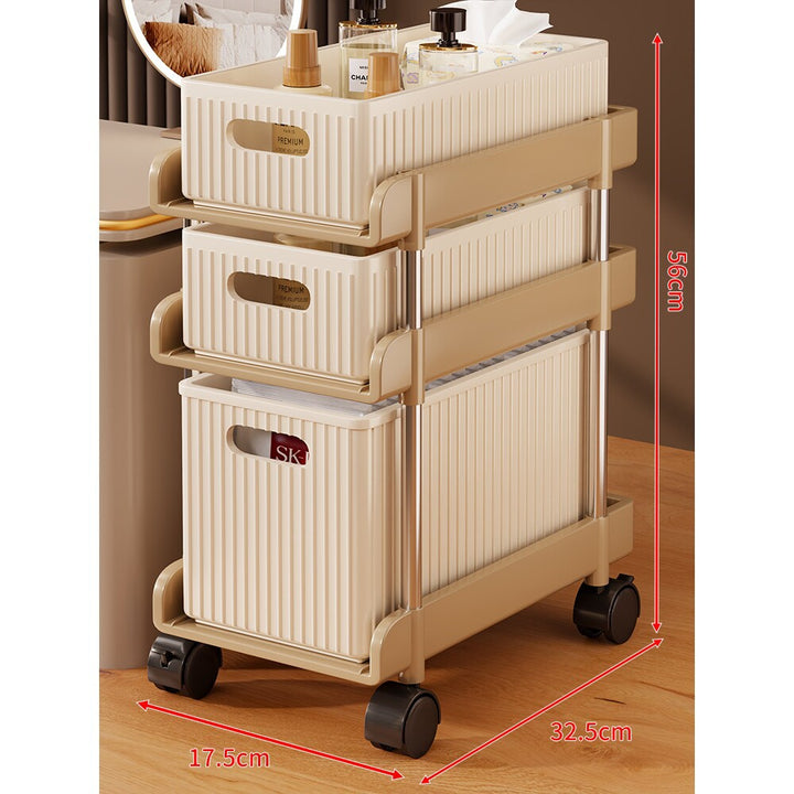 Tiered Vertical Cosmetic and Bathroom Storage Drawer Organizer with Removable Bins and Carry Handles
