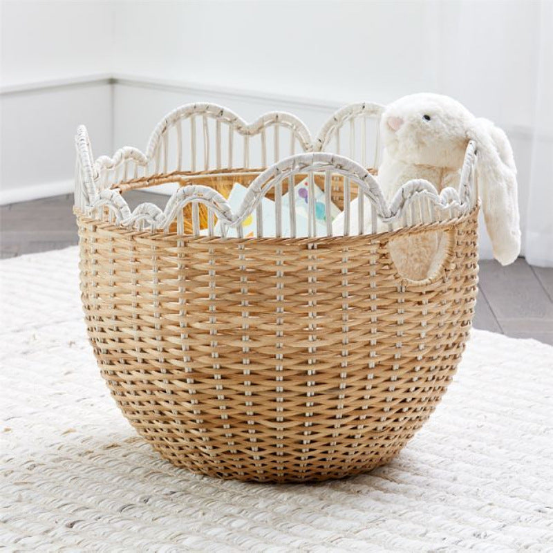 Playful storage basket with wave edge