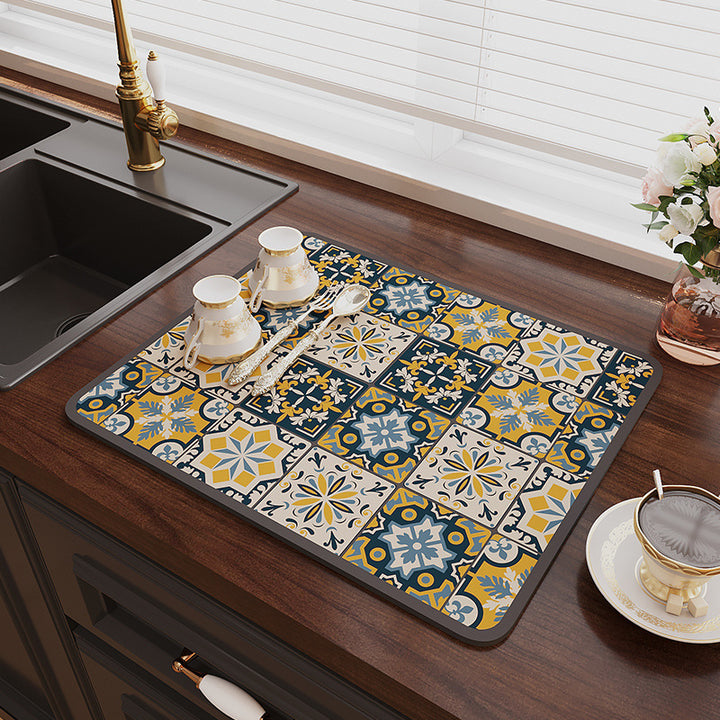 Vintage Mosaic Kitchen Counter Mat