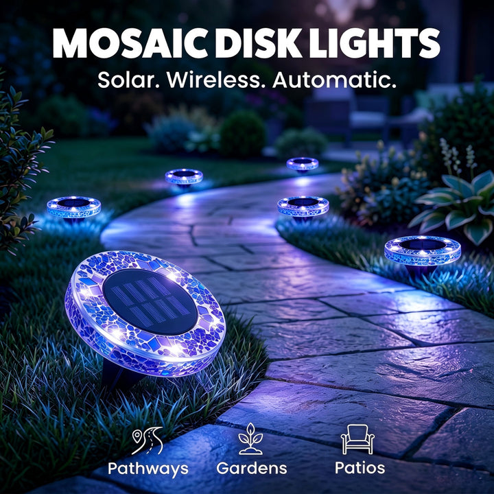 Solar Mosaic Glass Garden Path LED Spotlights