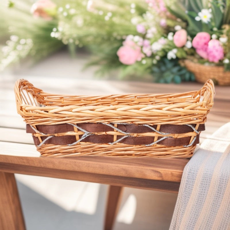 Braided storage basket with elegant fabric insert