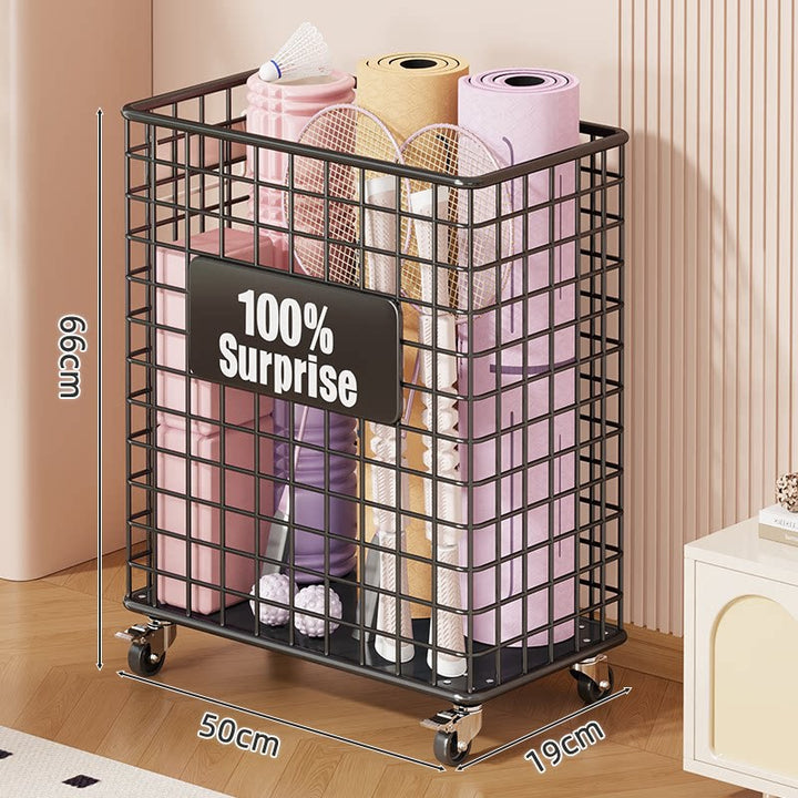 Vertical Rolling Mesh Storage Cart with Locking Casters and Front Access Basket