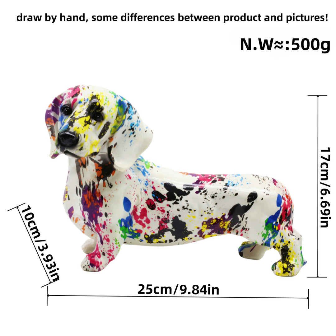 Colorful decorative figure of a dachshund