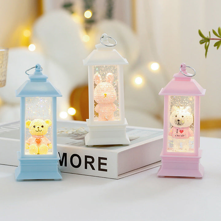 LED decorative lantern with bear motif