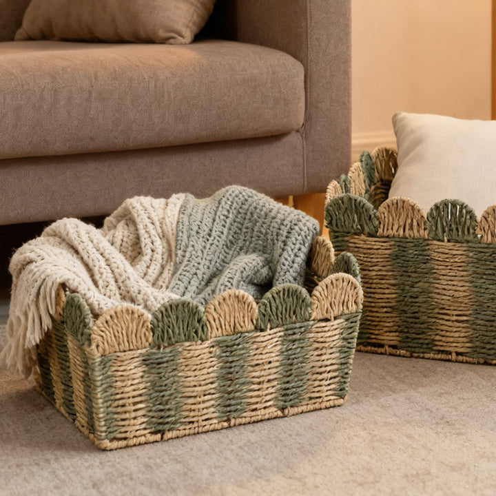 Handcrafted decorative basket with wave edge