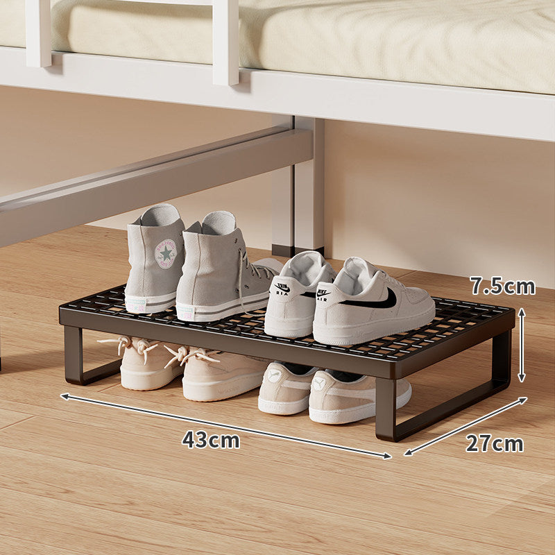 Low-Profile Stackable Shoe Riser Shelf with Ventilated Grid Top for Under-Bed and Entryway