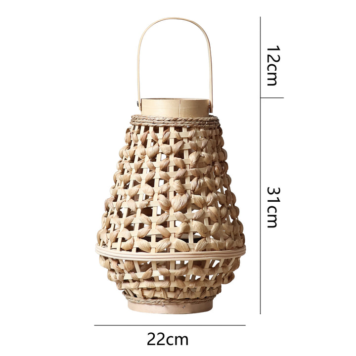 Elegant lantern made of braided rattan