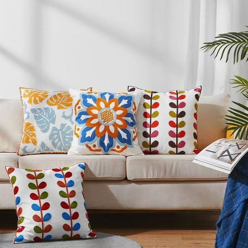Embroidered Floral Accent Pillow