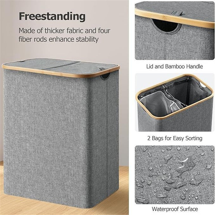 Laundry basket with practical lid and carrying handles