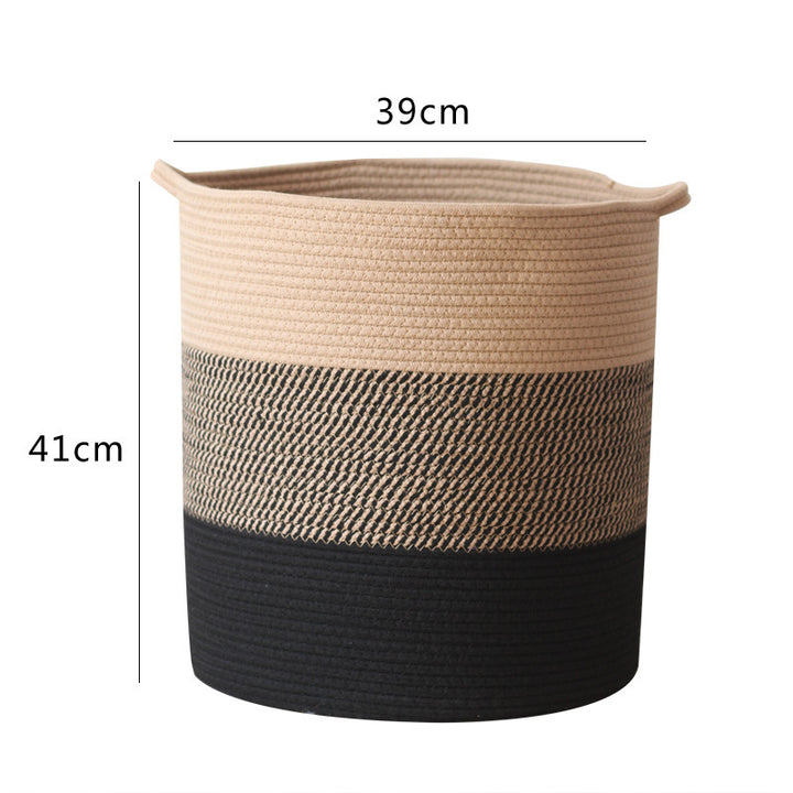 Modern storage basket with gray knit pattern