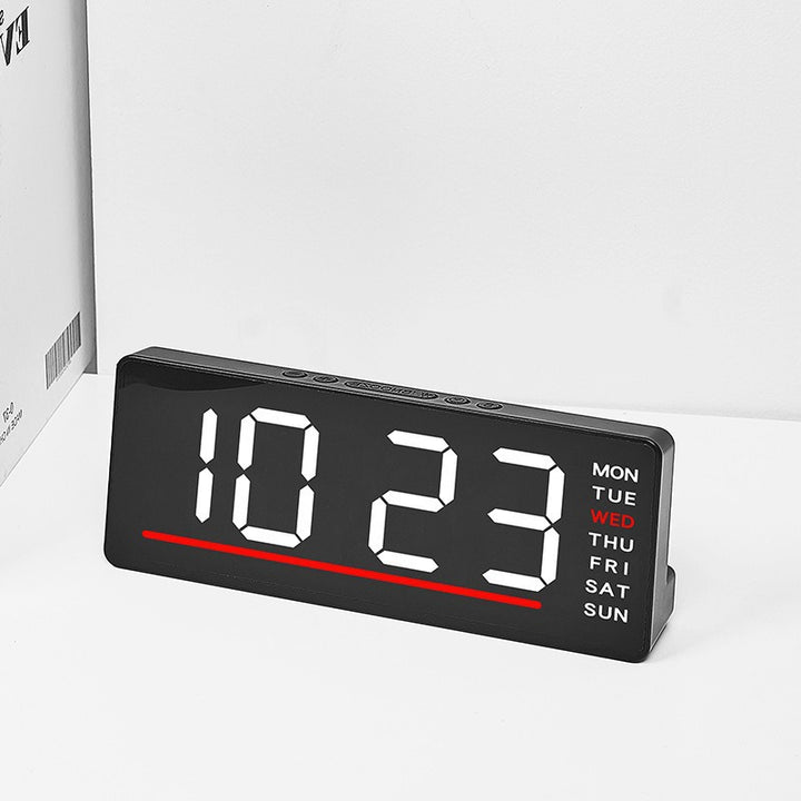 Digital clock with large LED display and multiple alarm functions