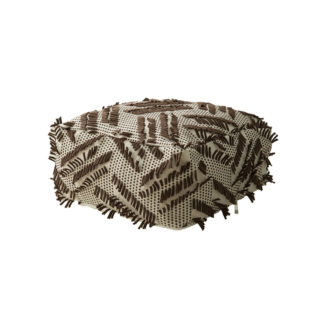 Boho-Pouf floor cushion with textured fringe surface
