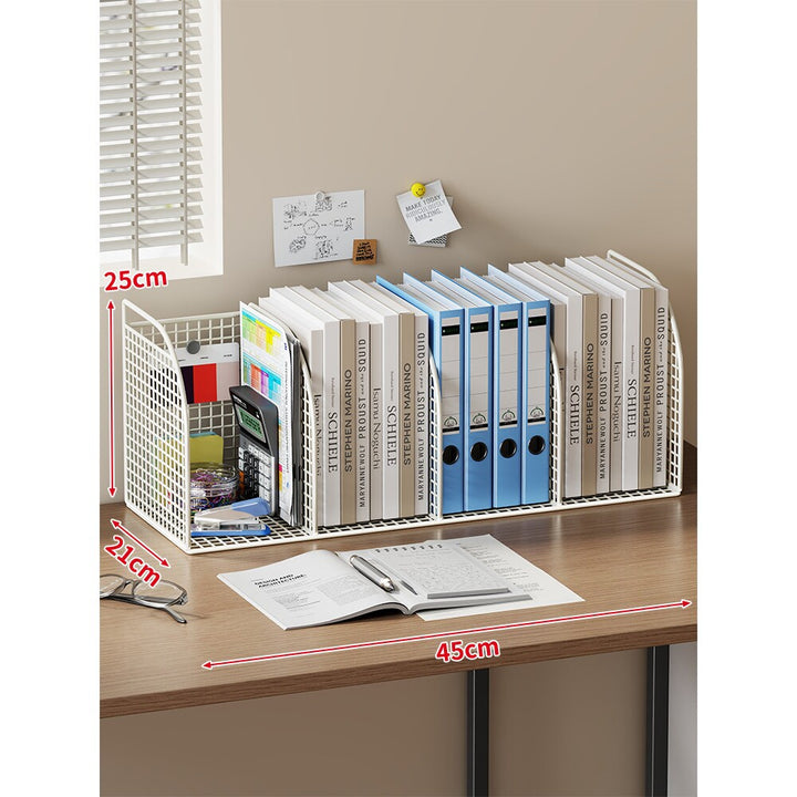 Extra-Wide Modular Metal Desk File Organizer with Adjustable Dividers and Integrated Pen Cup