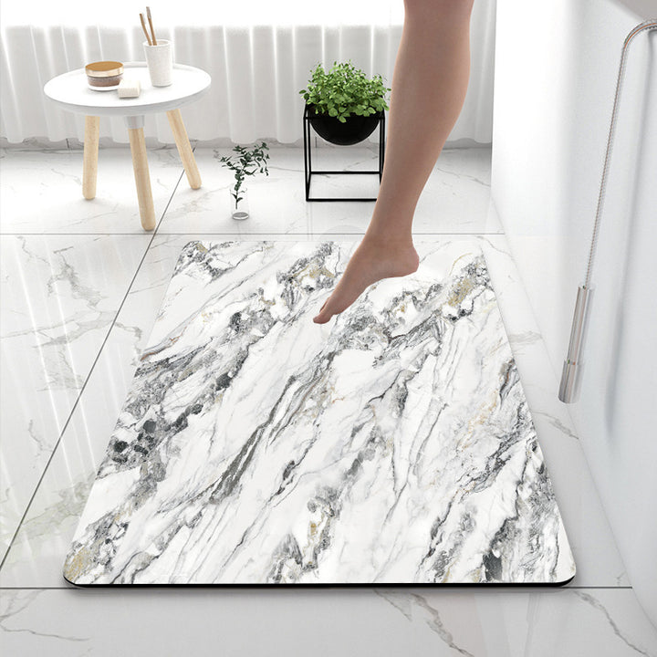 Soft Print Abstract Marble Bath Mat