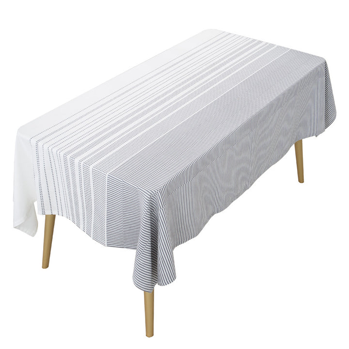 Rectangular tablecloth made of cotton-linen blend with embossed polka dot pattern and water-repellent surface