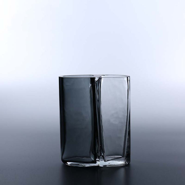 Hand-Blown Organic Split-Form Sculptural Glass Vase
