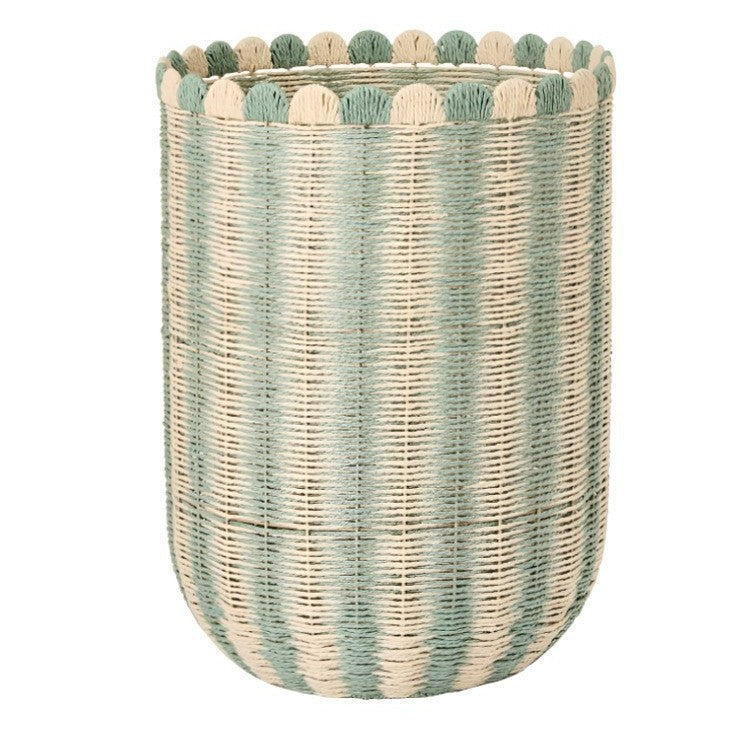 Handwoven storage basket with wave edge
