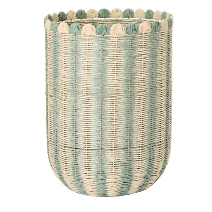 Handwoven storage basket with wave edge