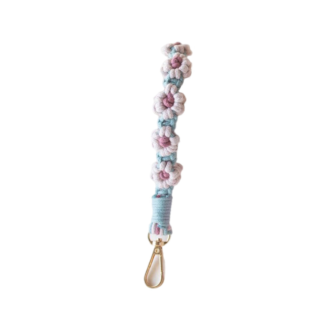 Macrame Keychain Holder with Floral Design