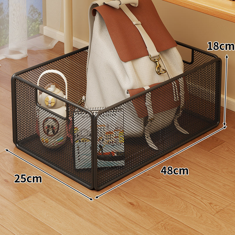 Under-Desk Rolling Mesh Utility Basket with Locking Swivel Wheels