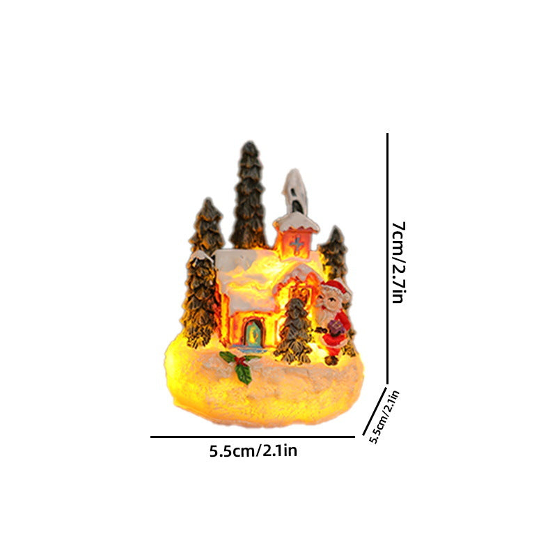 Christmas miniature lighting with snow scenes