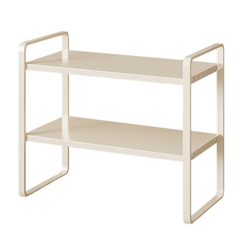 Compact Metal Stacked Desk Shelf Organizer with Open Frame Elevated Display