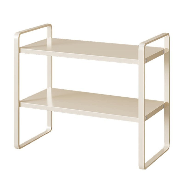 Compact Metal Stacked Desk Shelf Organizer with Open Frame Elevated Display