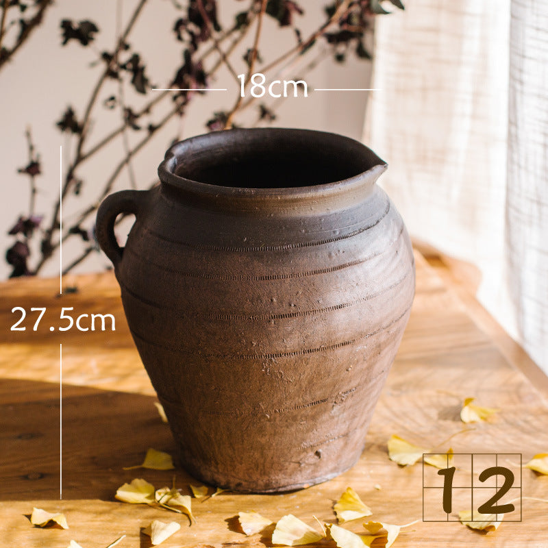 Rustic ceramic pot with handmade design