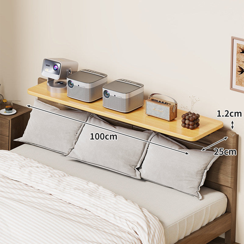 Headboard-Mounted Floating Bedside Shelf for Projectors and Devices