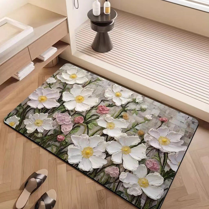 Luxury Textured Floral Bath Mat