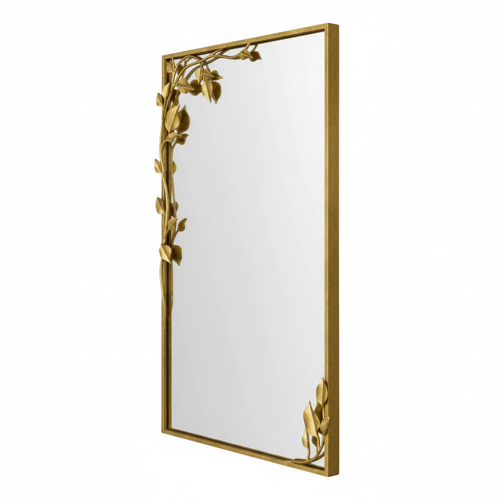 Ornate Wall Mirror With Leaf Accents
