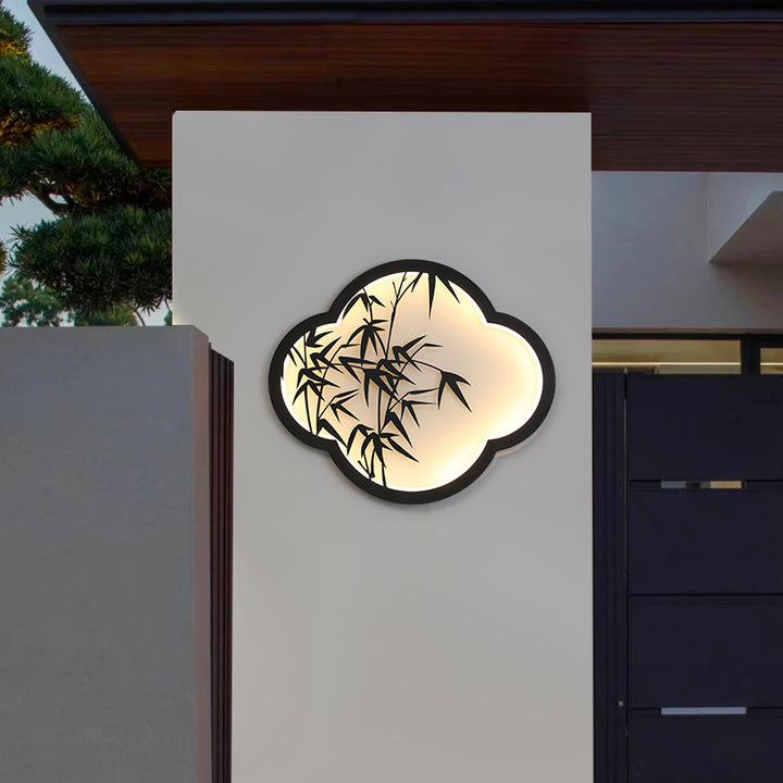 Decorative cloud-shaped LED wall lamp with bamboo silhouette
