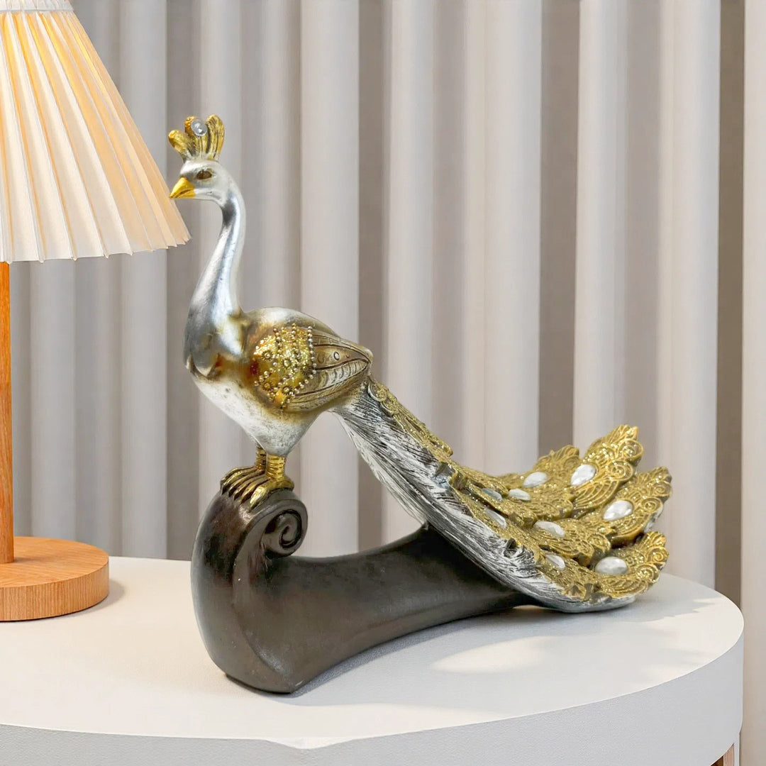 Majestic Peacock Decor Sculpture