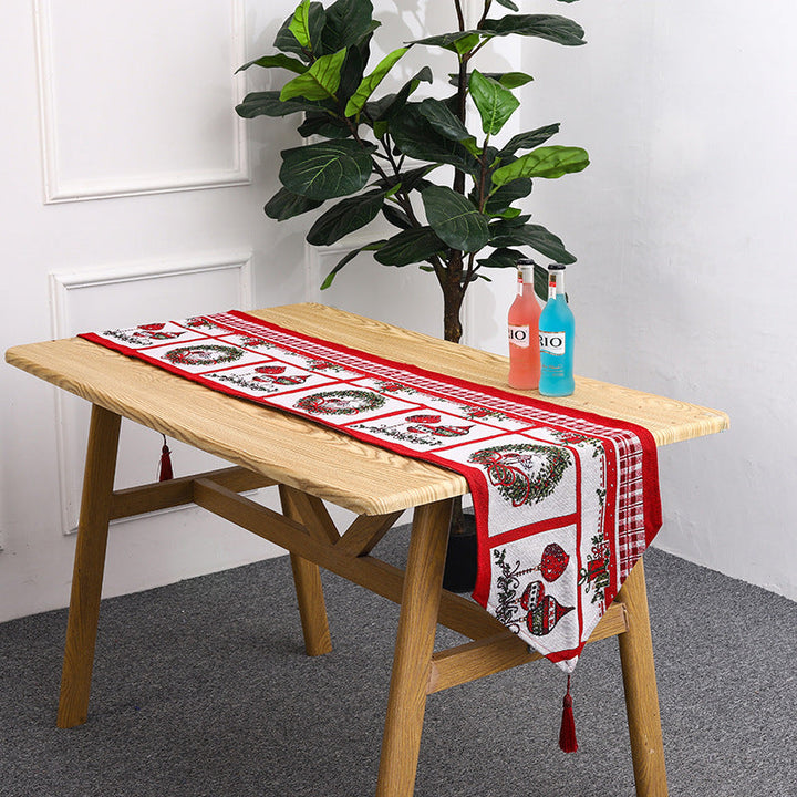 Christmas table runner with reindeer motif