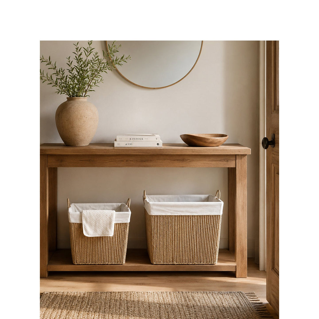 Decorative storage basket with fabric insert