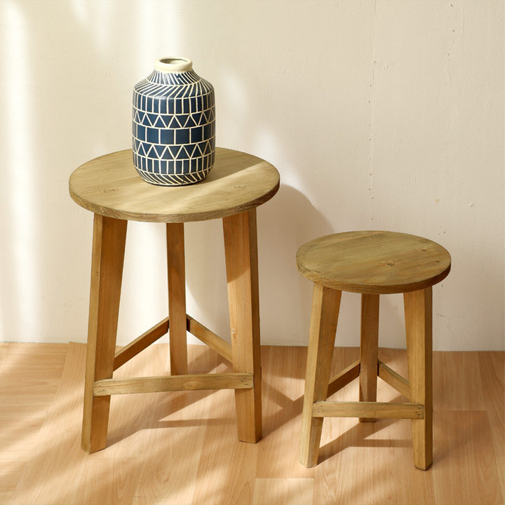 Rustic stool made of solid wood