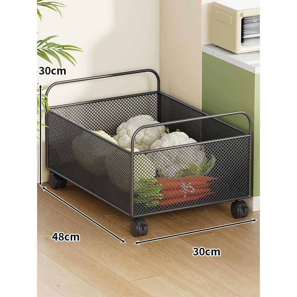 Mobile Mesh Storage Basket with Handle and Locking Casters