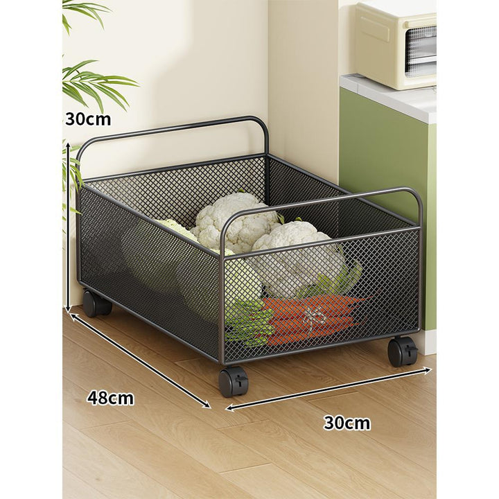 Mobile Mesh Storage Basket with Handle and Locking Casters
