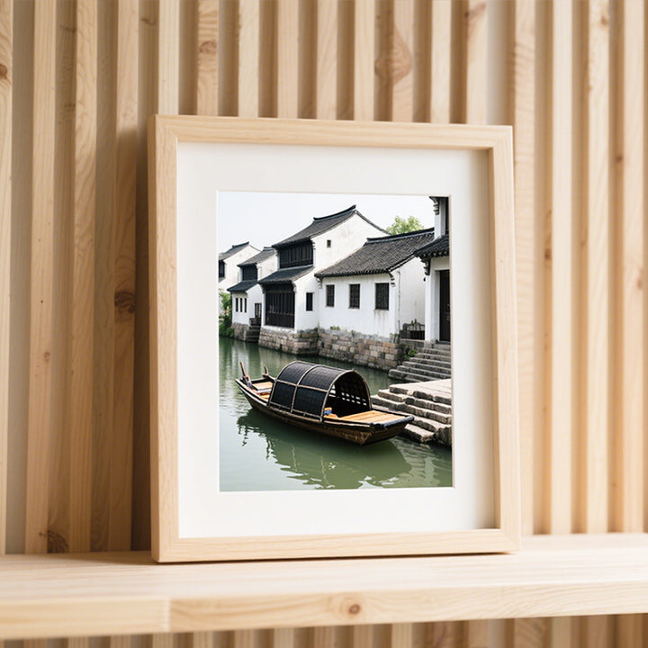 Framed Scenic Boat Artwork