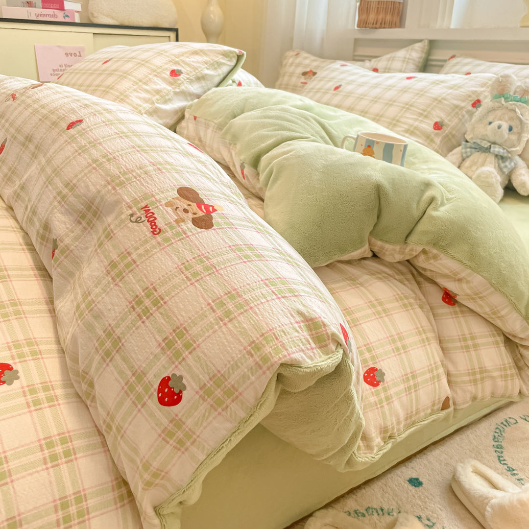 Playful Cartoon Print Duvet Cover Set
