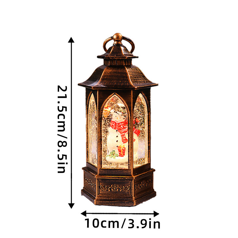 Nostalgic Christmas lantern with snowman scene