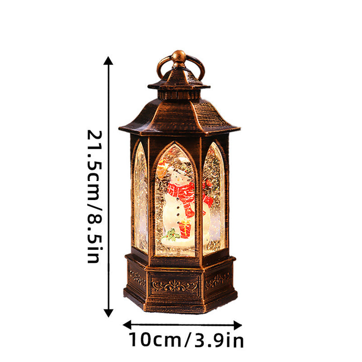 Nostalgic Christmas lantern with snowman scene
