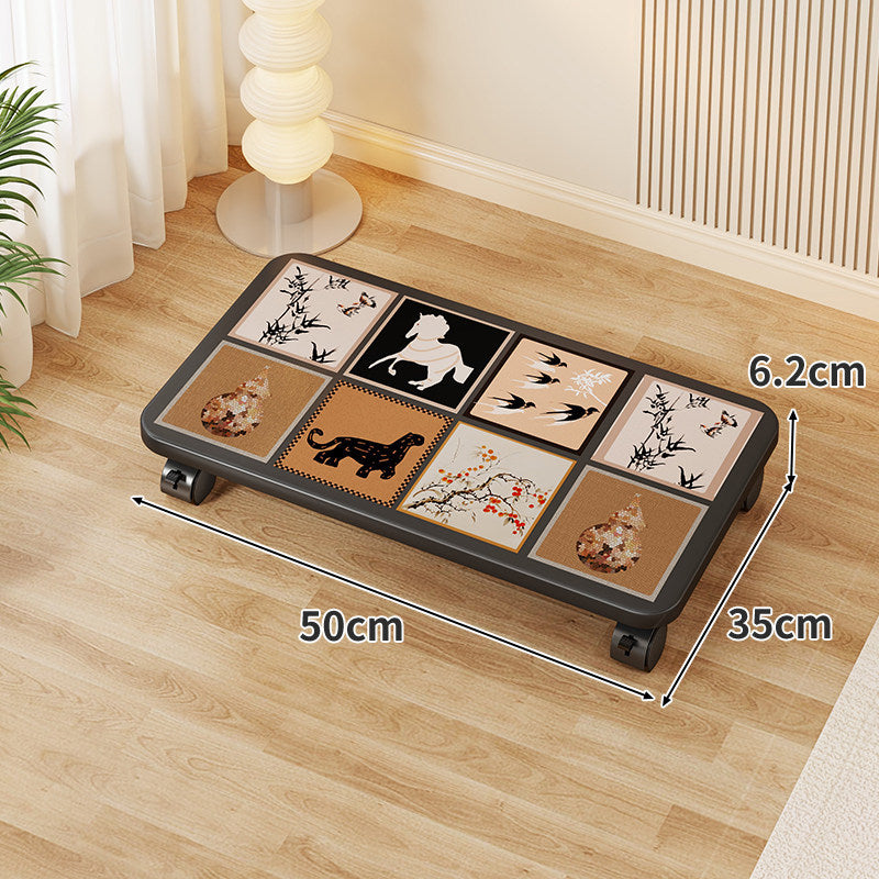 Low-Profile Under-Bed Rolling Storage Platform with Cartoon Top and Locking Casters